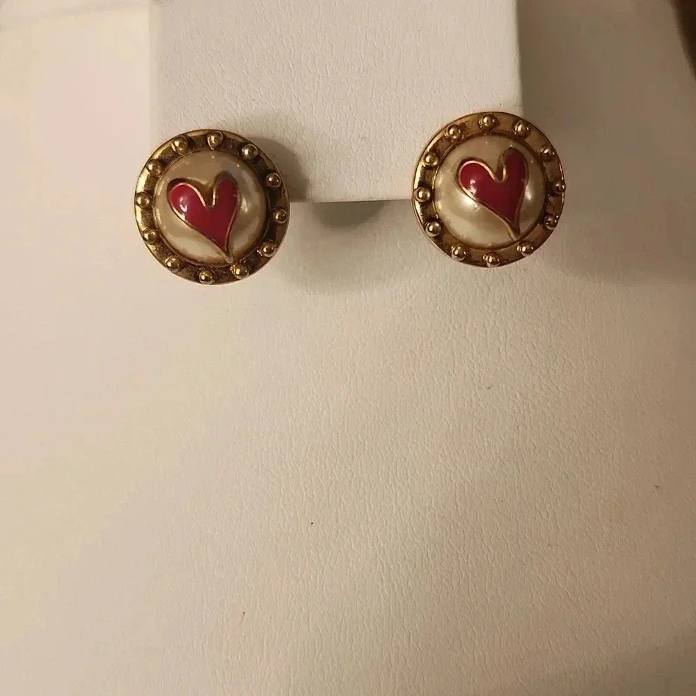 Betsy Johnson Love Fashion Pearl Stud Earrings